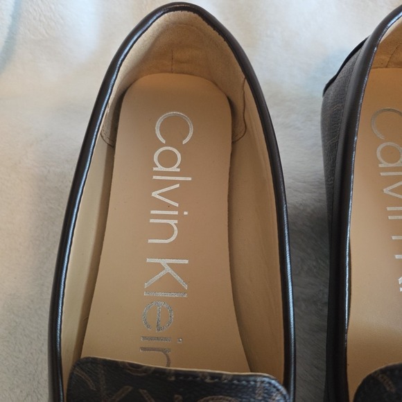Calvin Klein Women's Logo Loafers Slip-On Flats Monogram CK Brown Size 7.5M - Picture 4 of 12
